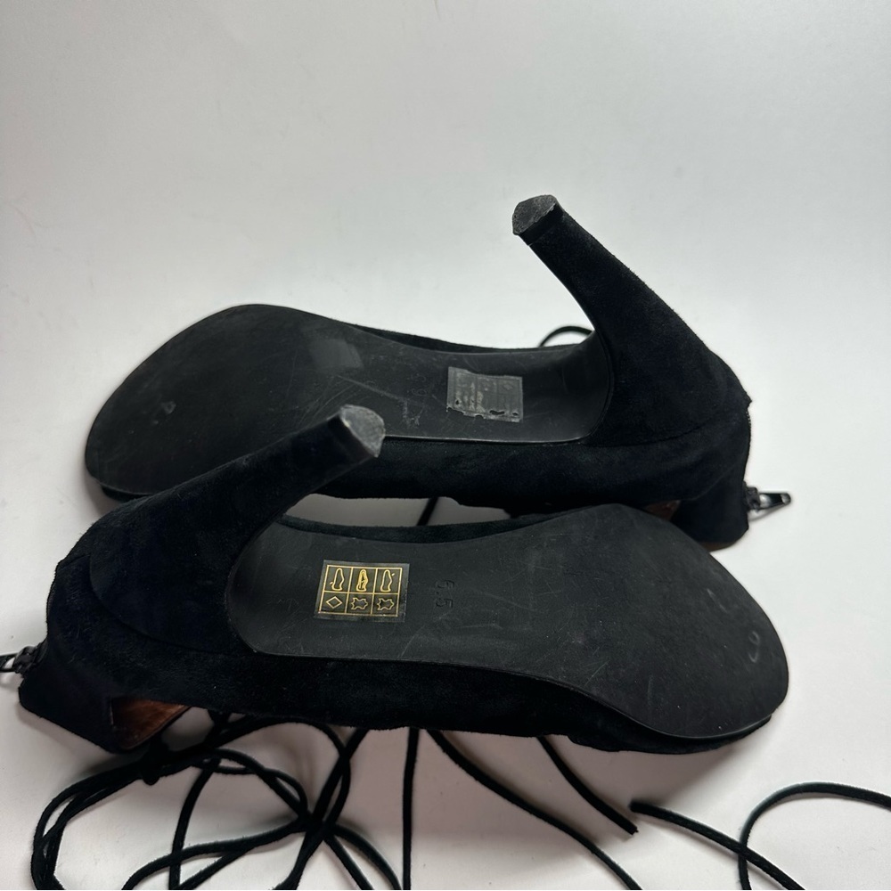 Jeffrey Campbell Free People Satine Black Suede Lace-Up Heels Sandal 6.5 Strappy - Picture 11 of 13